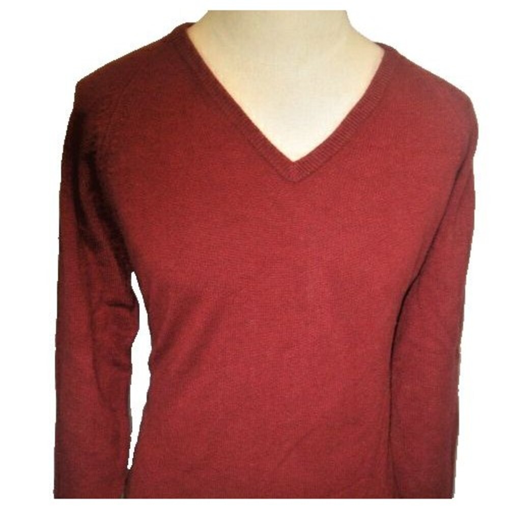 Mens Vntg Christian Dior Monsieur Maroon 2 Ply Cashmere V-Neck Sweater sz Lg